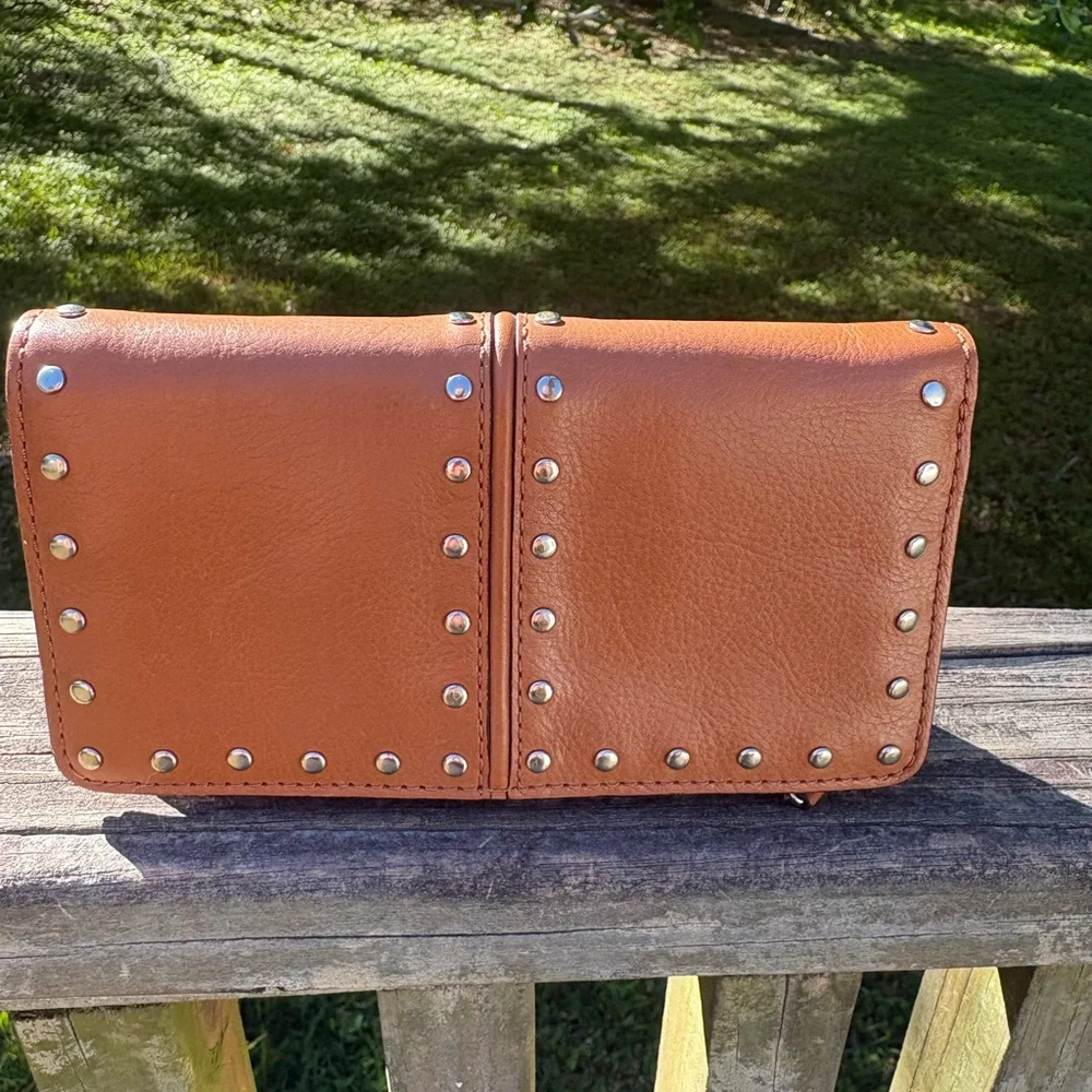 Michael Kors Astor Tan Leather Studded Continental Wallet - Picture 2 of 5